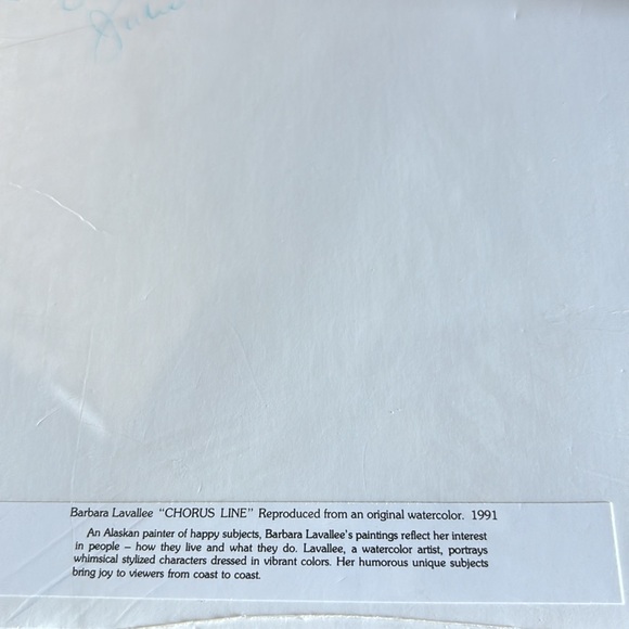 1991 Barbara Lavalee “Chorus Line” matted print sealed in original packaging - Picture 5 of 7